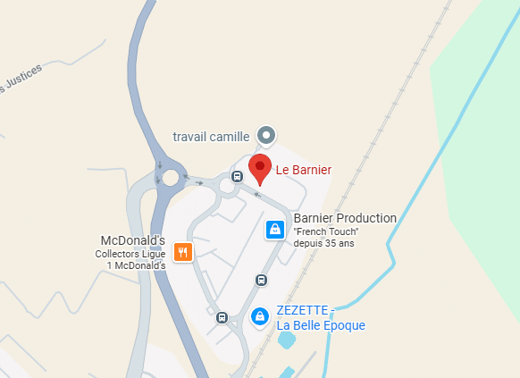 Plan et localisation précise de Le Barnier sur Google Maps Plan Google Maps de Le Barnier à proximité du McDonald's et de Barnier Production avec marqueur rouge.